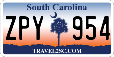 SC license plate ZPY954