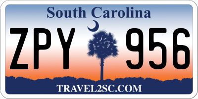 SC license plate ZPY956