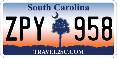 SC license plate ZPY958