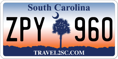 SC license plate ZPY960