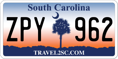 SC license plate ZPY962