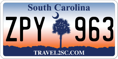 SC license plate ZPY963