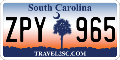 SC license plate ZPY965