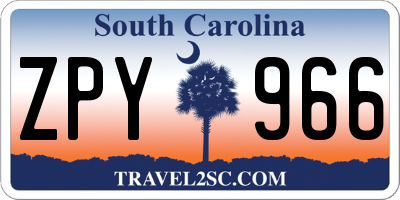 SC license plate ZPY966