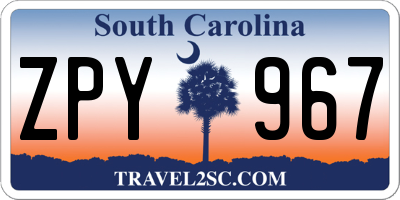 SC license plate ZPY967