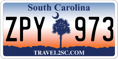 SC license plate ZPY973