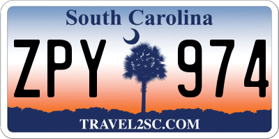 SC license plate ZPY974