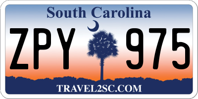 SC license plate ZPY975