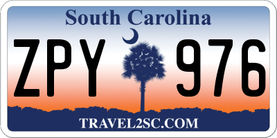 SC license plate ZPY976