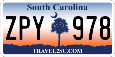 SC license plate ZPY978