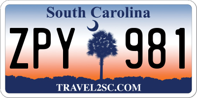 SC license plate ZPY981