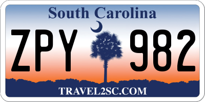 SC license plate ZPY982