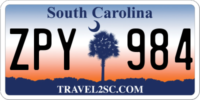 SC license plate ZPY984