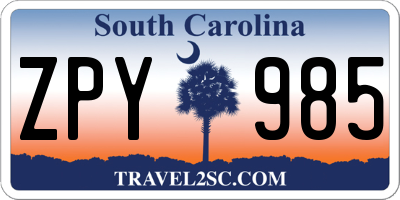 SC license plate ZPY985