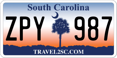 SC license plate ZPY987