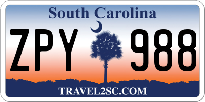 SC license plate ZPY988