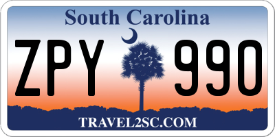 SC license plate ZPY990