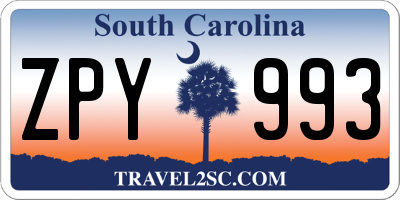 SC license plate ZPY993
