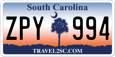 SC license plate ZPY994