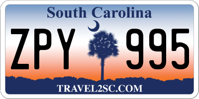 SC license plate ZPY995