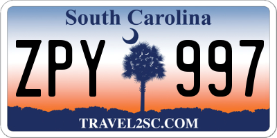 SC license plate ZPY997
