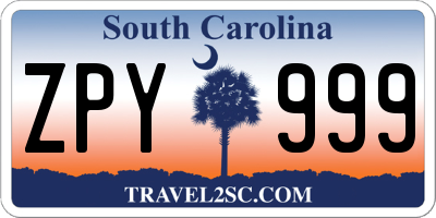 SC license plate ZPY999