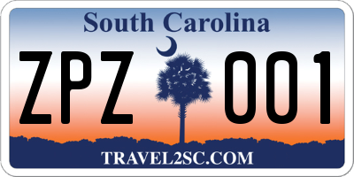 SC license plate ZPZ001