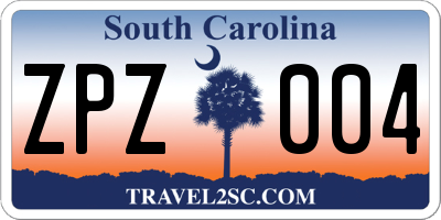 SC license plate ZPZ004