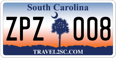 SC license plate ZPZ008