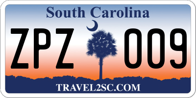 SC license plate ZPZ009