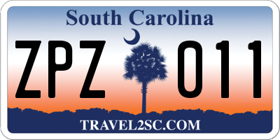 SC license plate ZPZ011