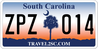 SC license plate ZPZ014