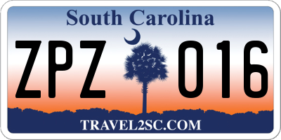SC license plate ZPZ016
