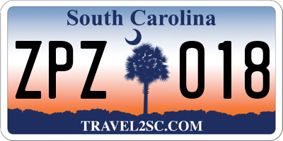 SC license plate ZPZ018