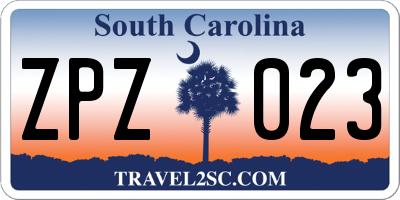 SC license plate ZPZ023