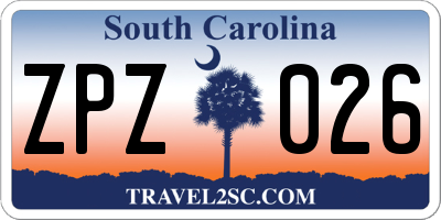 SC license plate ZPZ026