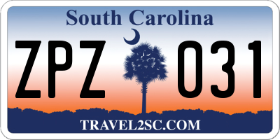 SC license plate ZPZ031