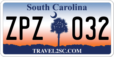 SC license plate ZPZ032