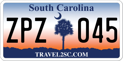 SC license plate ZPZ045