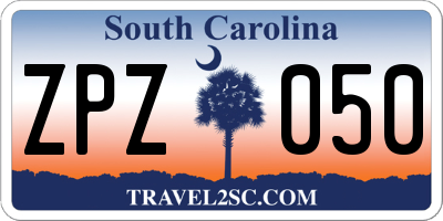 SC license plate ZPZ050