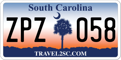 SC license plate ZPZ058