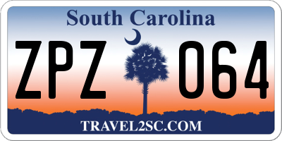 SC license plate ZPZ064
