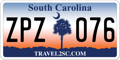 SC license plate ZPZ076