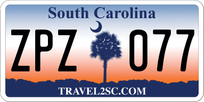 SC license plate ZPZ077