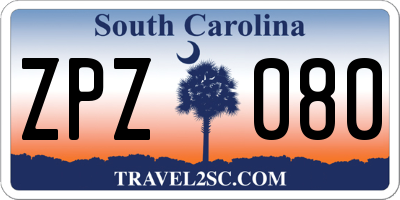 SC license plate ZPZ080