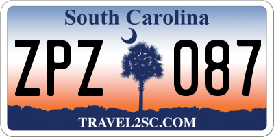 SC license plate ZPZ087