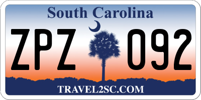 SC license plate ZPZ092