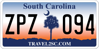 SC license plate ZPZ094