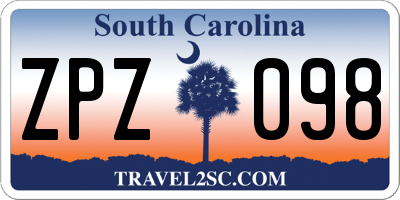 SC license plate ZPZ098