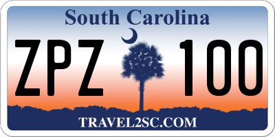 SC license plate ZPZ100